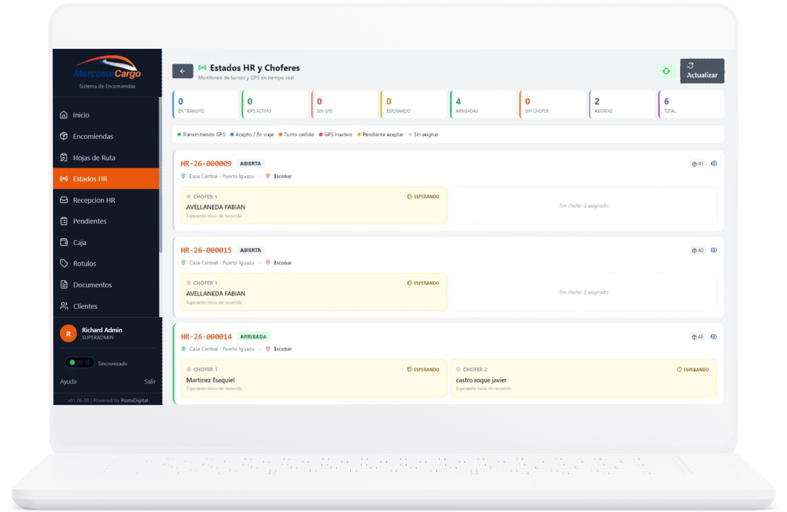 M&oacute;dulo de Hojas de Ruta y Choferes